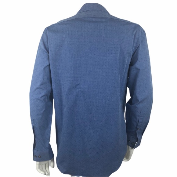Calvin Klein Slim Fit Men Blue Long Shirt Size 16 - Picture 2 of 14
